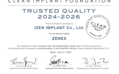 Izen Implant Zenex, Certificate