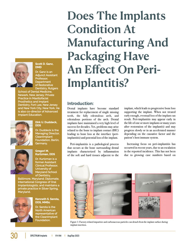 Does The Implants Condition At Manufacturing And Packaging Have An Effect On Peri-Implantitis?