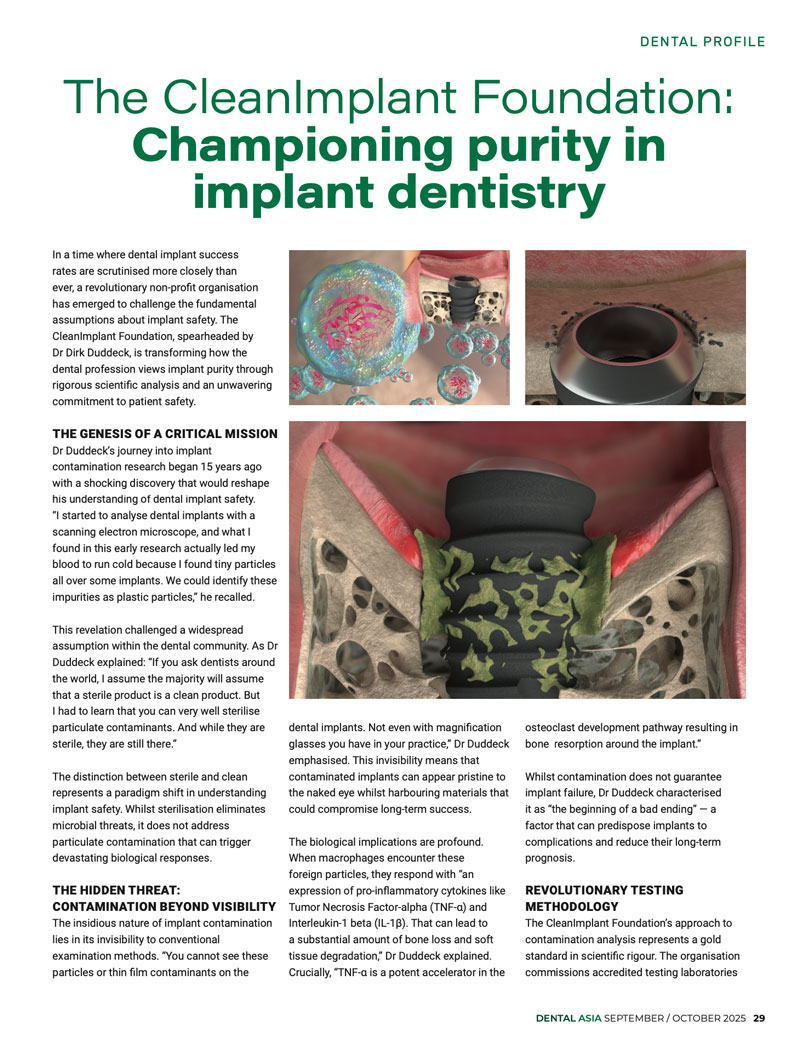 Dental Asia article about the CleanImplant Initiative and its Founder